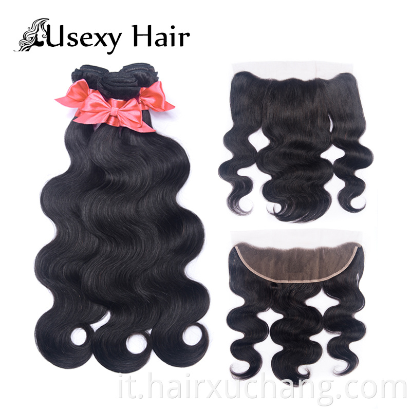 USEXY Virgin Hair venditori Prezzo di fabbrica di capelli indiani grezzi tessitura di bundle di capelli vergini con frontale